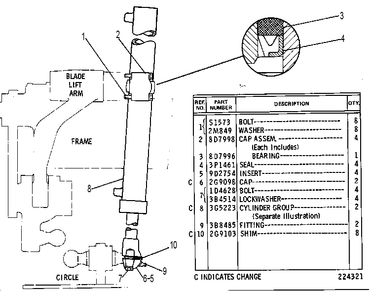 CYLINDER & MTG GP-LIFT 8D7950 CAT