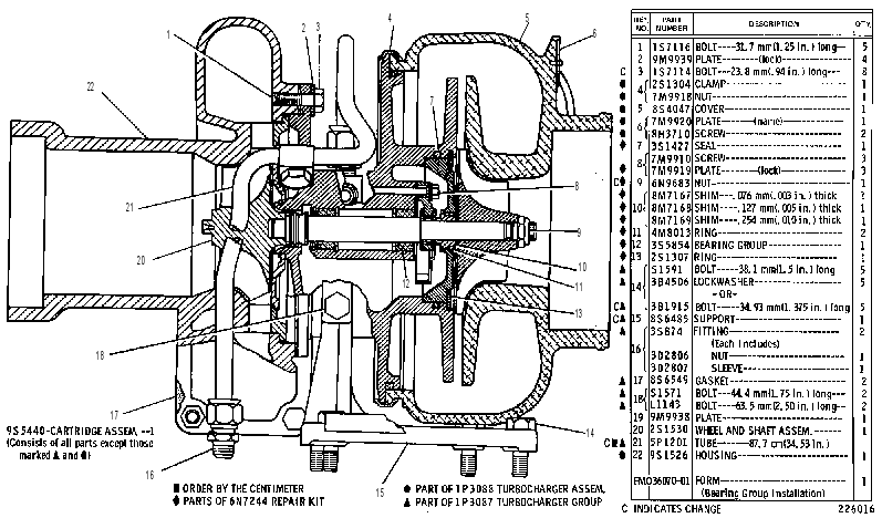 TURBOCHARGER AS 1P3088 CAT