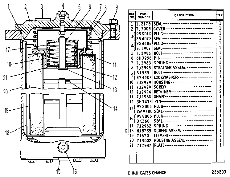 OIL FILTER GROUP 7J3020 CAT