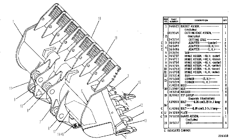 ROCK BUCKET GROUP 3V6622 CAT