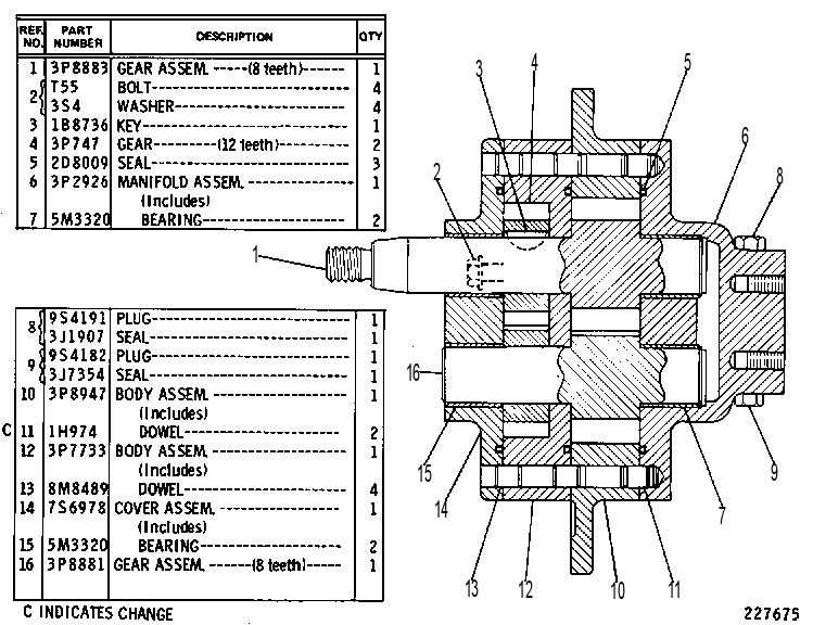 GEAR PUMP GROUP 3P8213 CAT