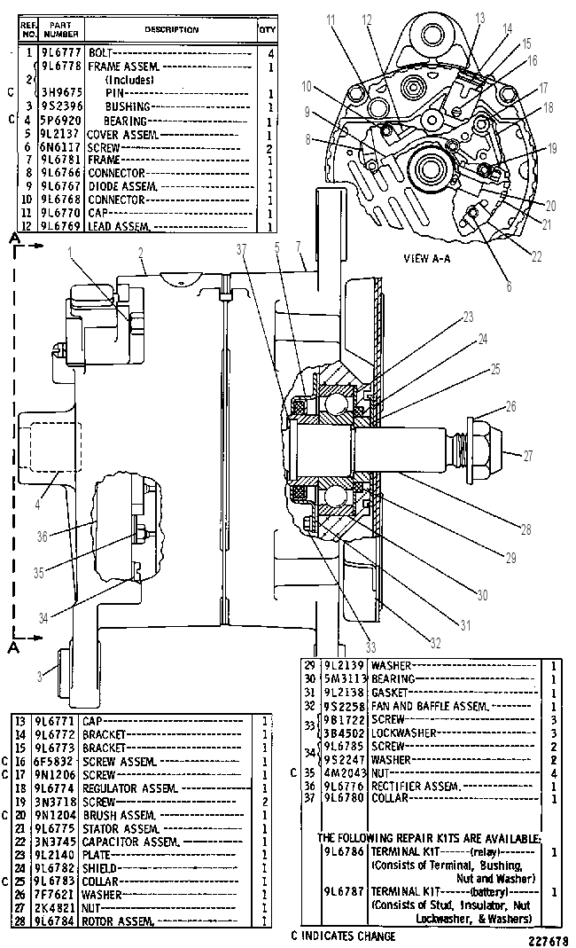 Генератор зарядный 9L5938 CAT