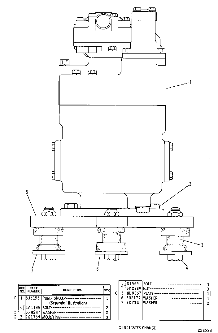 PUMP AND MOUNTING GROUP 8D7390 CAT
