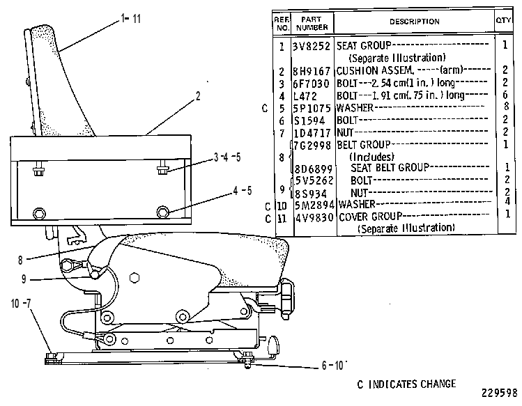 SEAT AND CUSHION GROUP 3P8673 CAT
