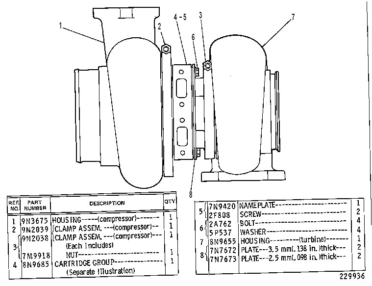 TURBOCHARGER GROUP-L.H. 1N3579 CAT
