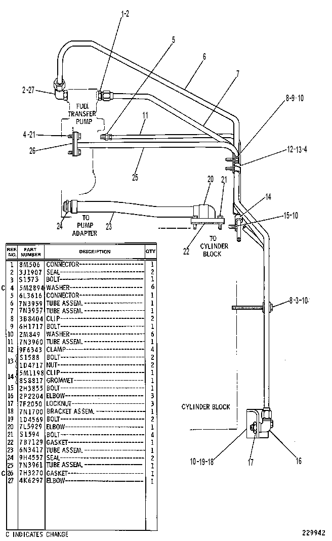 FUEL FILTER LINES GROUP 6N3405 CAT