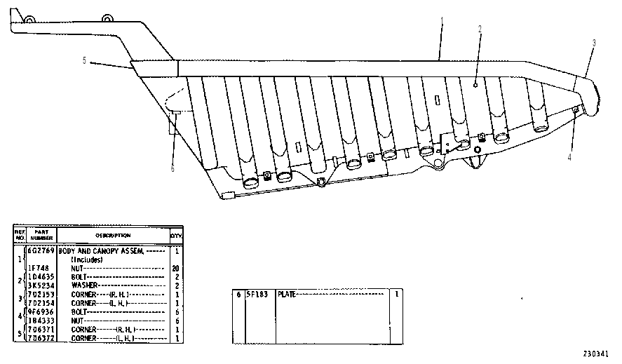 BODY AND CANOPY ASSEMBLY 6G6651 CAT