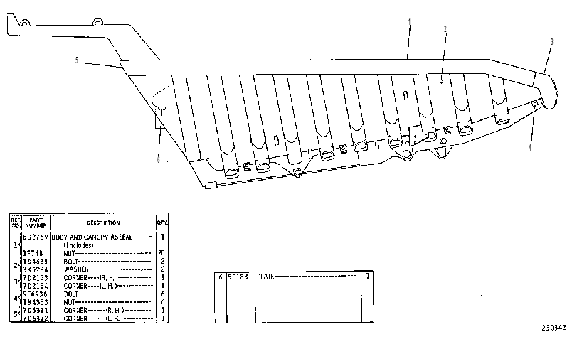 BODY AND CANOPY ASSEMBLY 6G6653 CAT