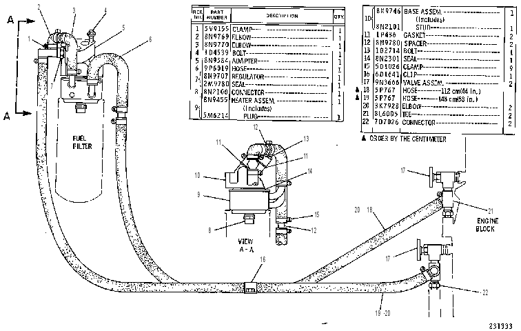 HEATER GP-FUEL 8N9828 CAT