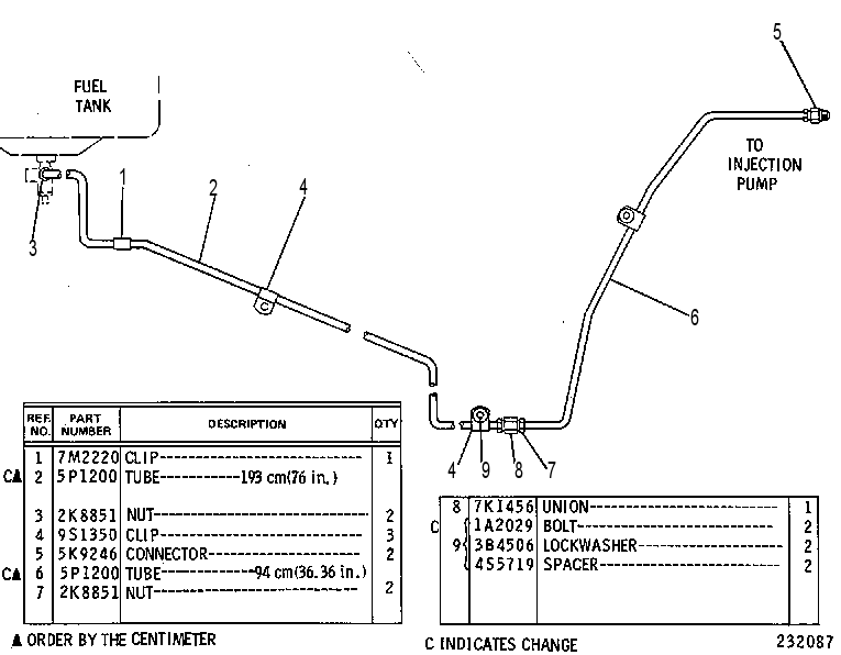 FUEL LINES GROUP 1V0687 CAT