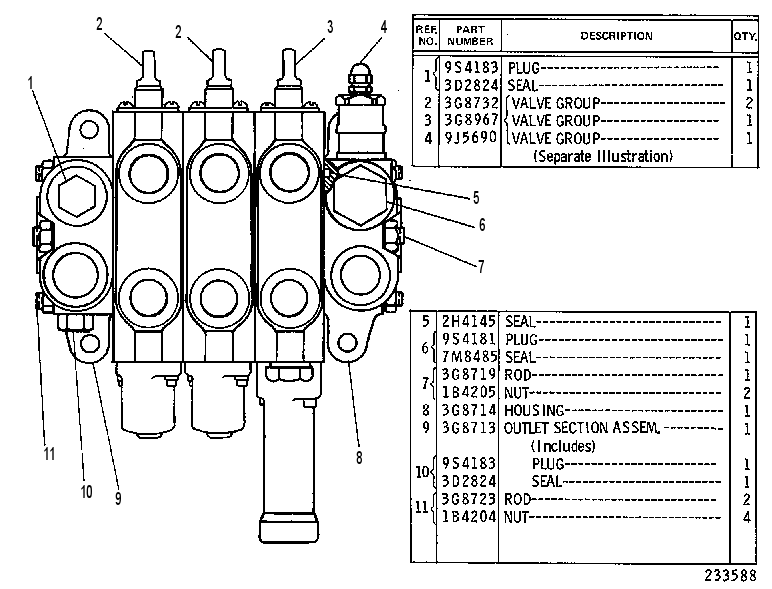Клапан (секция) 3G8485 CAT