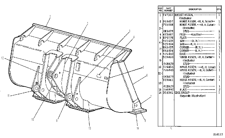 BUCKET GP-LIGHT MATERIAL 5V1053 CAT