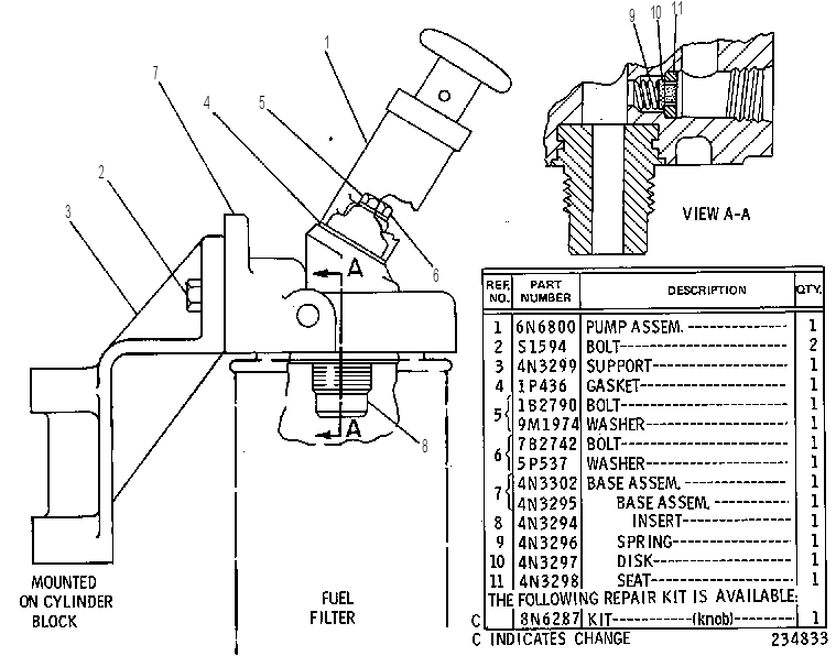 FUEL PRIMING PUMP GROUP 7N6837 CAT