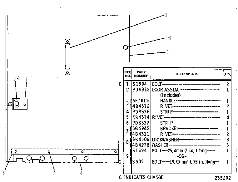HOOD SIDE DOOR GROUP 9D5435 CAT