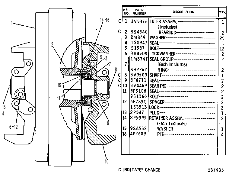 Направляющее колесо переднее 3V4519 CAT