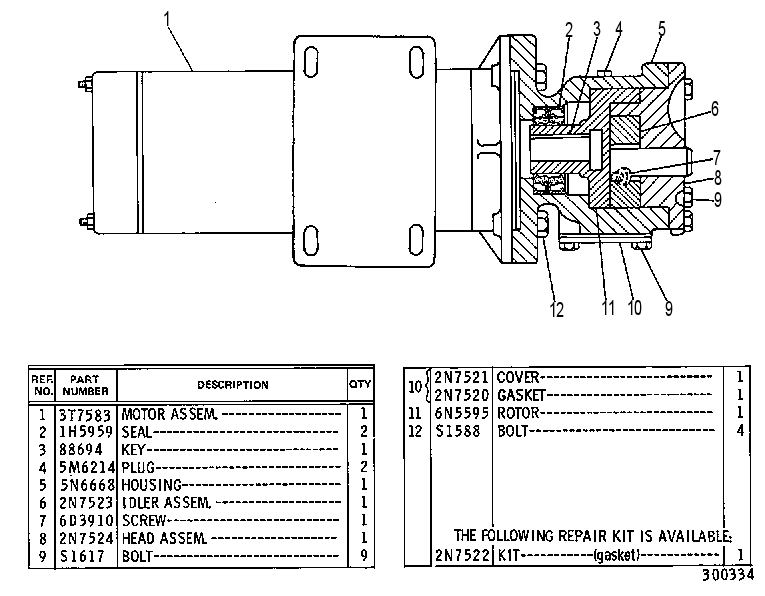 Насос предпусковой смазки 3T3735 CAT