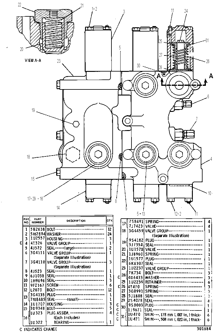 Клапан управляющий 1U2232 CAT
