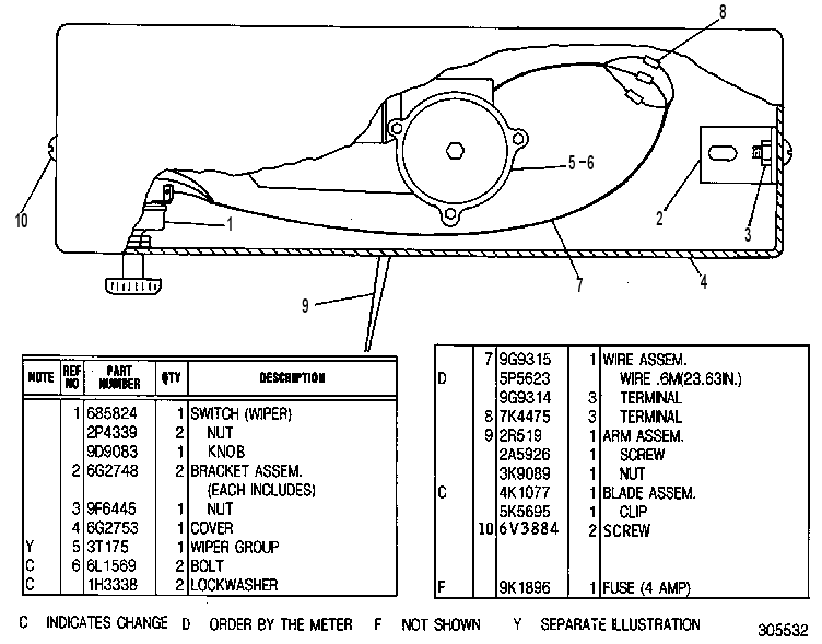 Стеклоочиститель лобового стекла 6G5555 CAT
