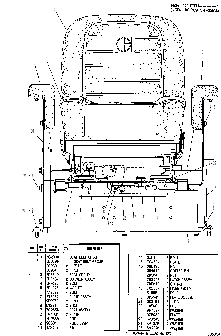 Сиденье регулируемое 3T8744 CAT