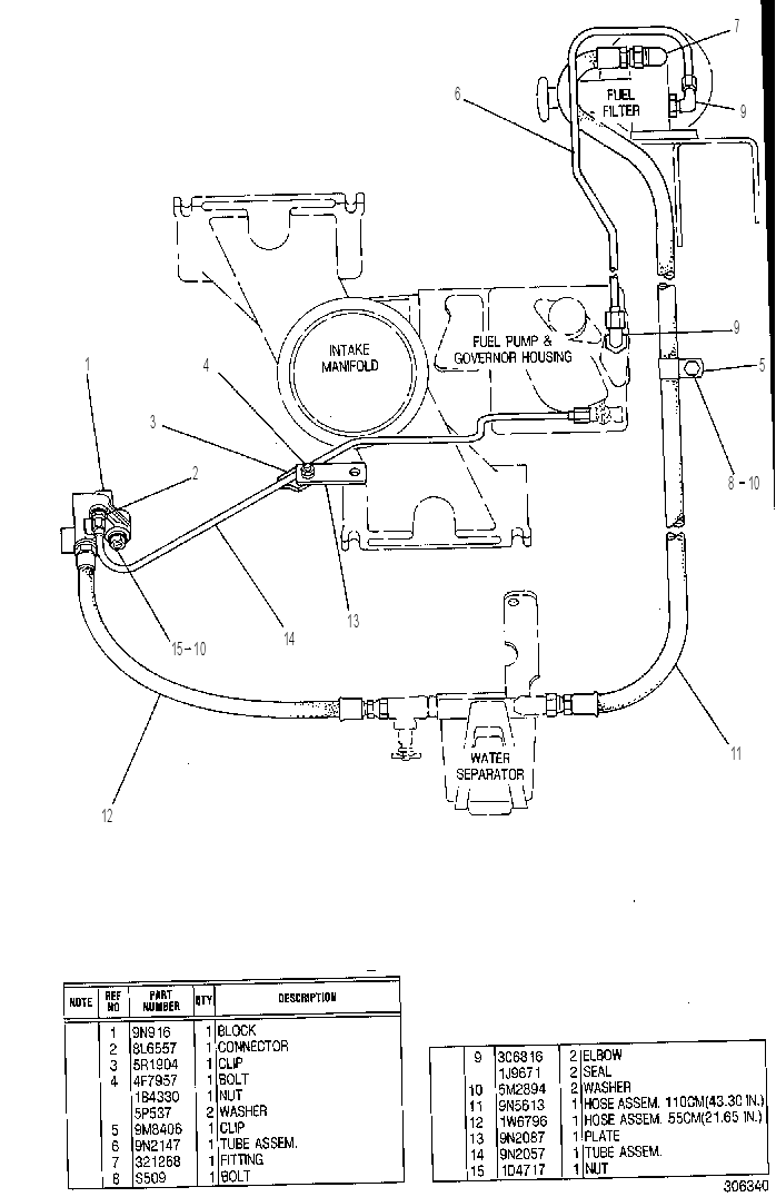Трубопроводы топливного фильтра 2W9186 CAT