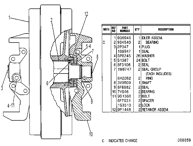 Направляющее колесо переднее 7V0908 CAT