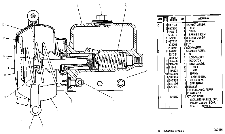 CYLINDER GP-AIR OVER HYD 9K8943 CAT
