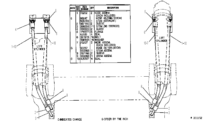 Трубопроводы цилиндра подъёма 3T8686 CAT