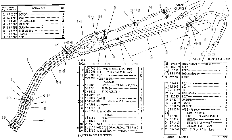 Трубопроводы стрелы 4V5812 CAT
