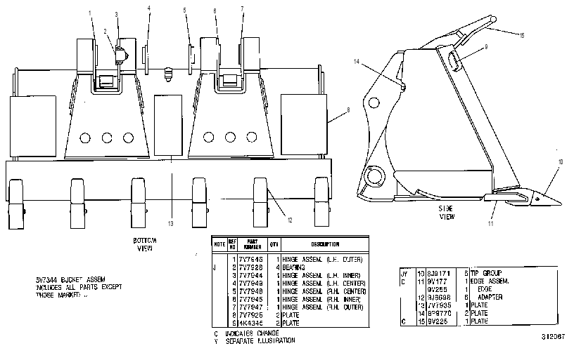 BUCKET GP-SLAG 5V7343 CAT