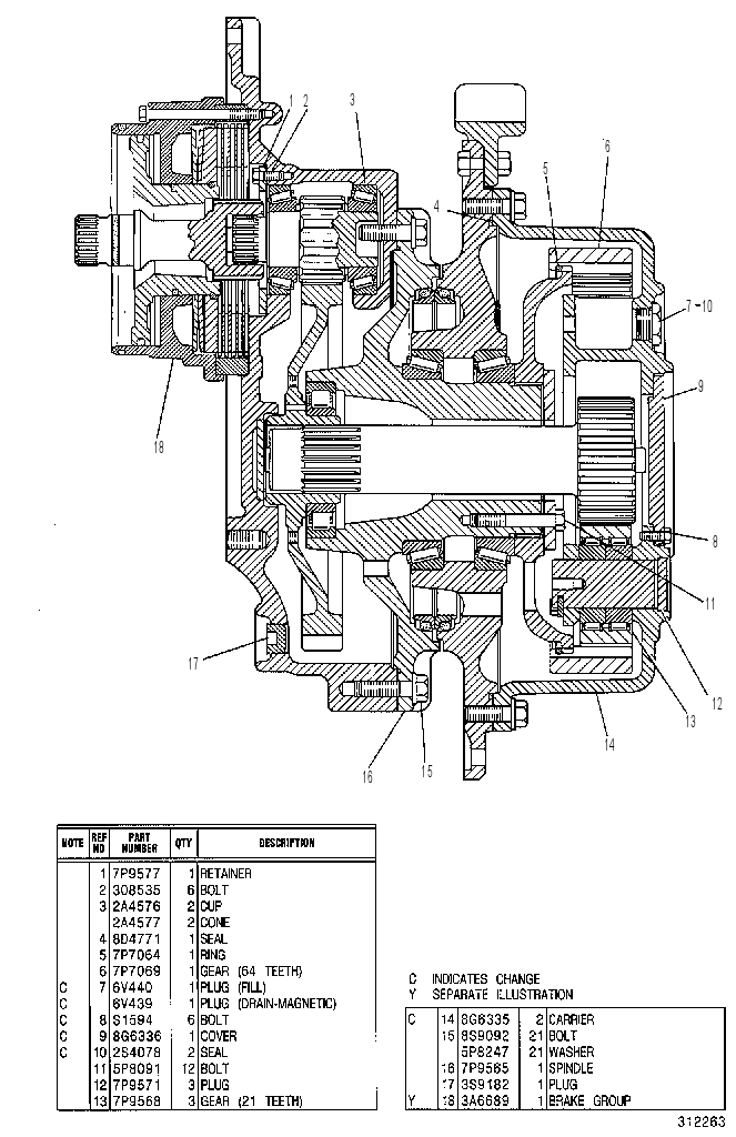 FINAL DRIVE & BRAKE GP 3A6682 CAT