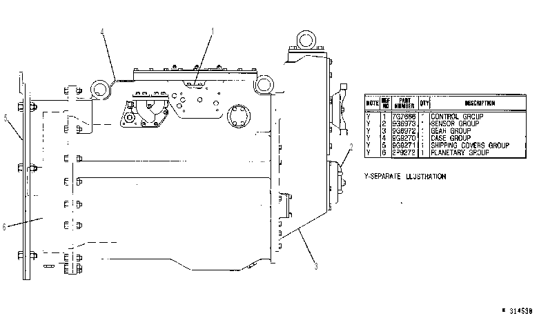 Трансмиссия с переключением под нагрузкой (компоновка) 9G9272 CAT