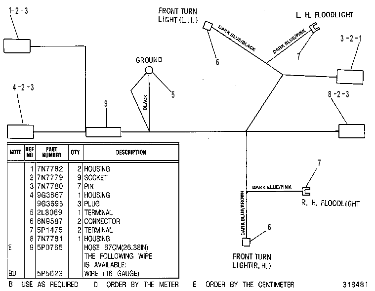 Жгут проводов передний 9V1597 CAT
