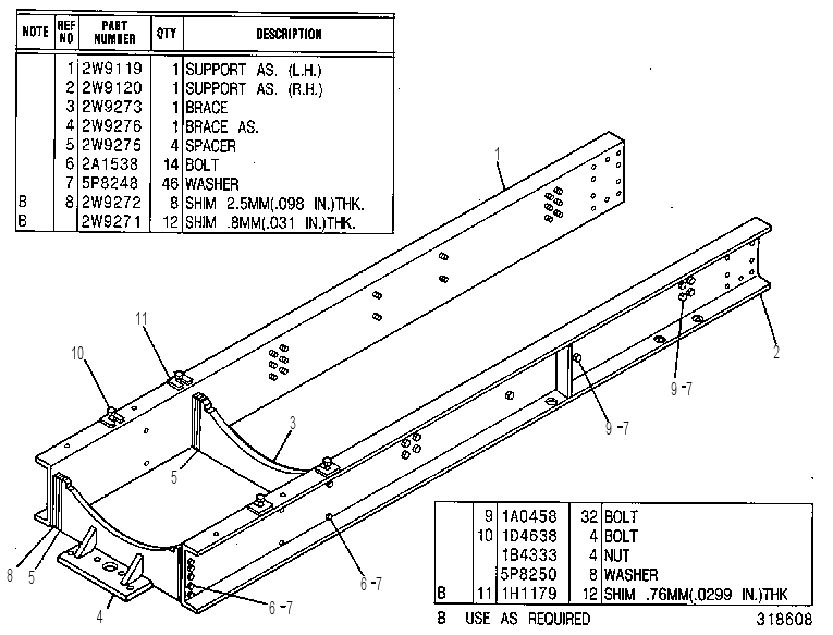 RAIL GP-ENGINE & RAD SUPPORT 2W6266 CAT