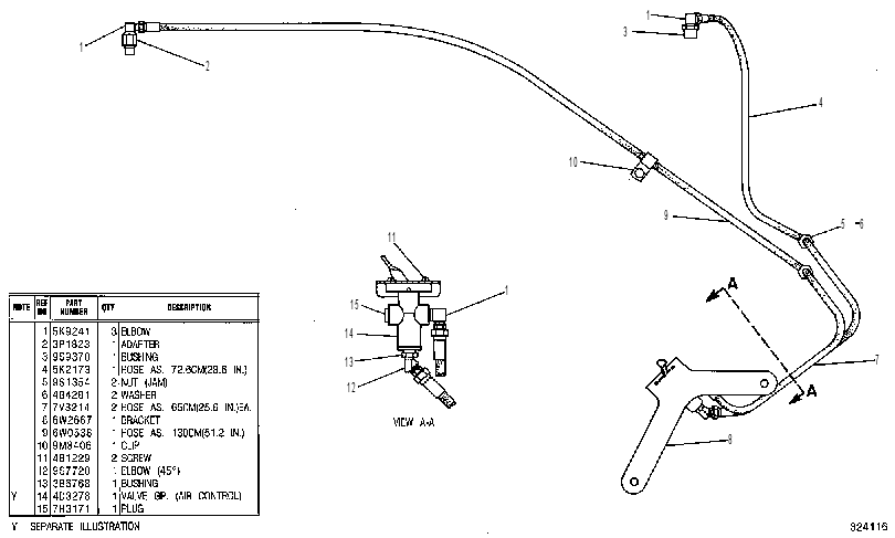 VALVE & LINES GP 9V8926 CAT