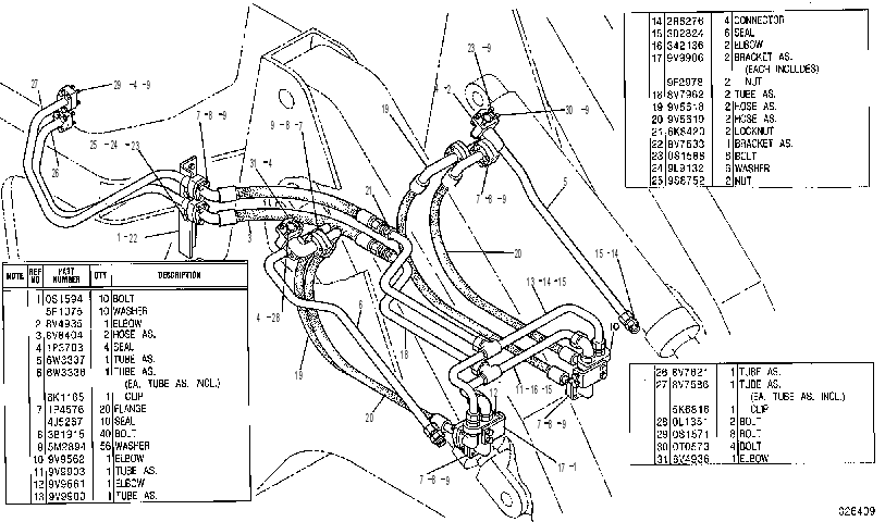 Трубопроводы цилиндра подъёма 8V9688 CAT