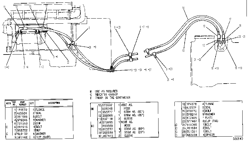 Трубопроводы маслоохладителя трансмиссии 5T1960 CAT