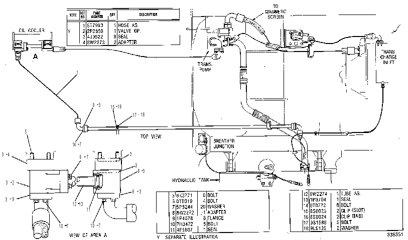 Трубопроводы масла трансмиссии 5T3559 CAT