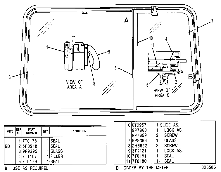 WINDOW AS 6T9956 CAT