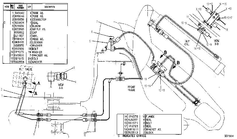 Трубопроводы цилиндра наклона 9V3098 CAT