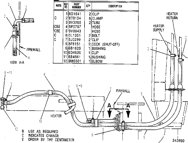 Трубопроводы отопителя 8V1153 CAT