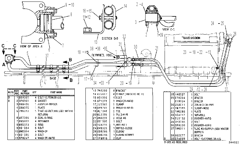 LINES GP-AUXILIARY SEA WATER 7W6310 CAT