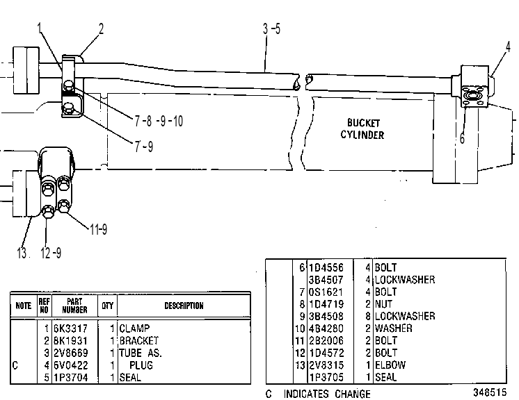 Трубопроводы цилиндра ковша 2V1976 CAT