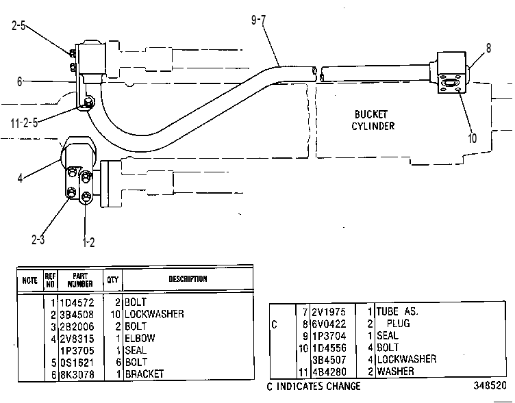 Трубопроводы цилиндра ковша 2V1977 CAT