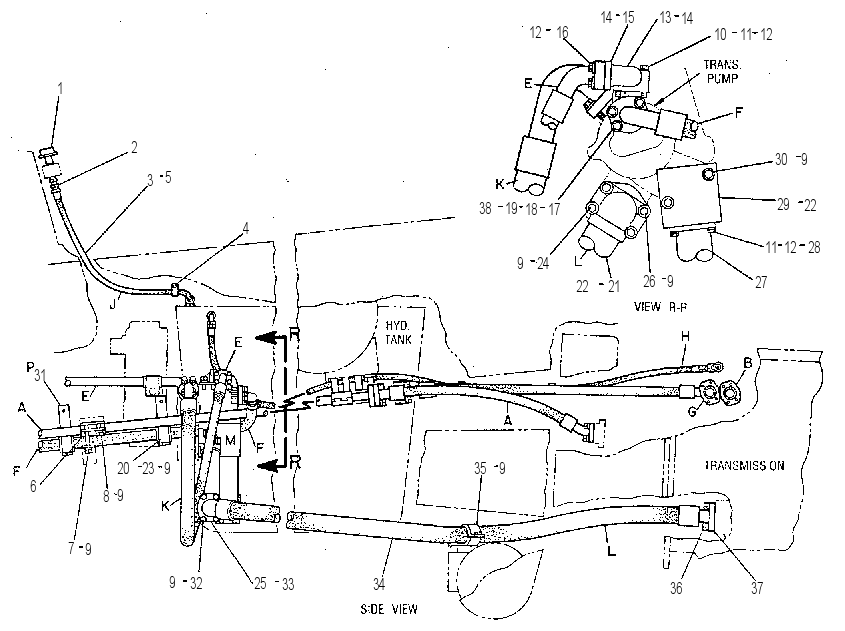 Трубопроводы масла трансмиссии 5T4487 CAT