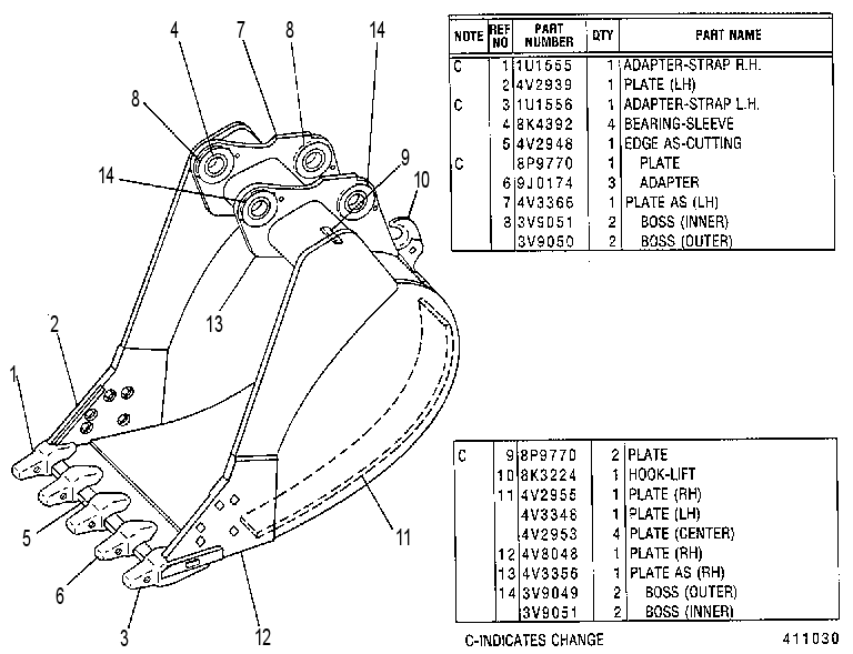 BEARING & HOE BUCKET AS 4V2933 CAT