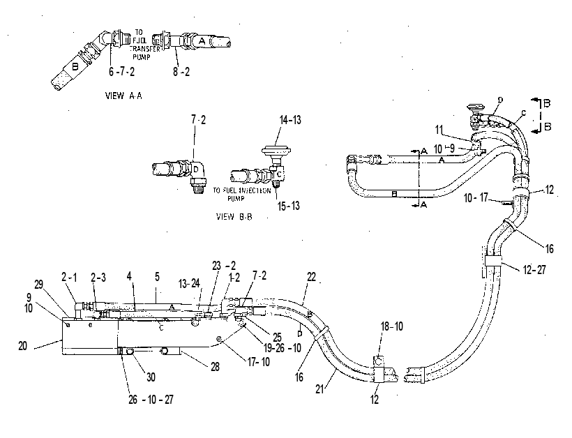 Трубопроводы топливного фильтра 7W1086 CAT