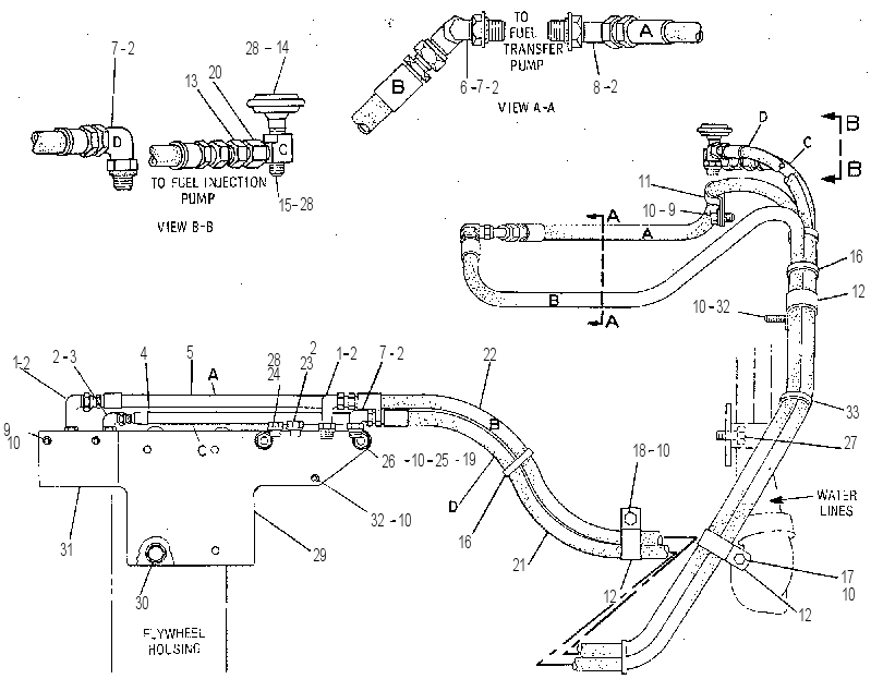 Трубопроводы топливного фильтра 2W3205 CAT