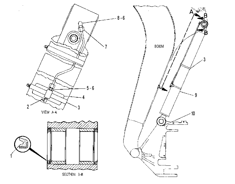 Цилиндр с уплотнениями стрелы 9R3196 CAT