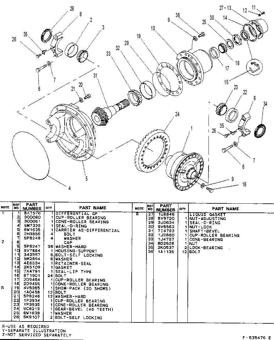Дифференциал с конической передачей 8X7582 CAT