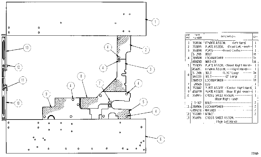 FENDER AND FLOOR PLATE GROUP 3S3957 CAT